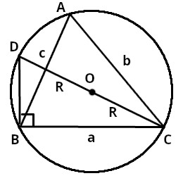Triangle △ABC et le cercle circonscrit