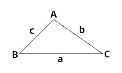 triangle △ABC et ses côtés a, b, c